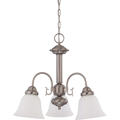 Nuvo Lighting 60/3241  Ballerina - 3 Light 20" Chandelier with Frosted White Glass in Brushed Nickel Finish